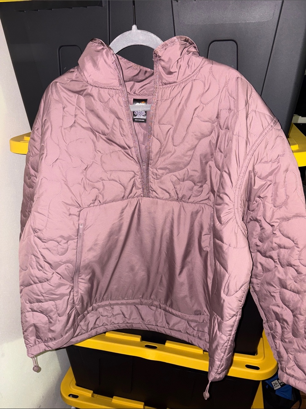 Avia Quilted Pullover Puffer Jacket in Dusty Rose